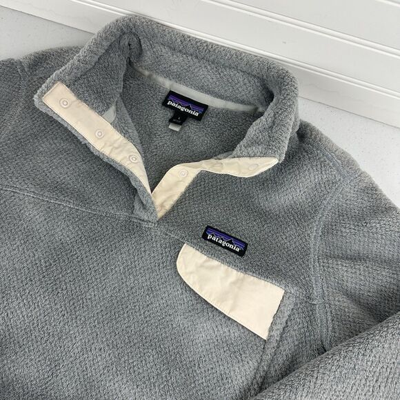 Patagonia Sweater Womens Large Gray Polartec Re-Tool Snap-T Fleece Pullover Warm - Picture 1 of 12